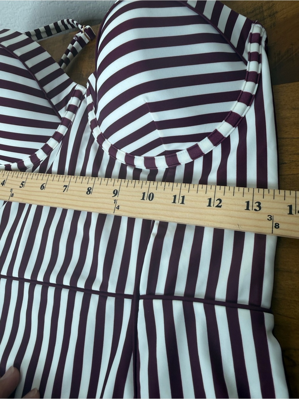 BODEN Women’s Rhodes Cup-Size Swimsuit | Chocberry, Ivory Stripe Size 34DD - Picture 6 of 12
